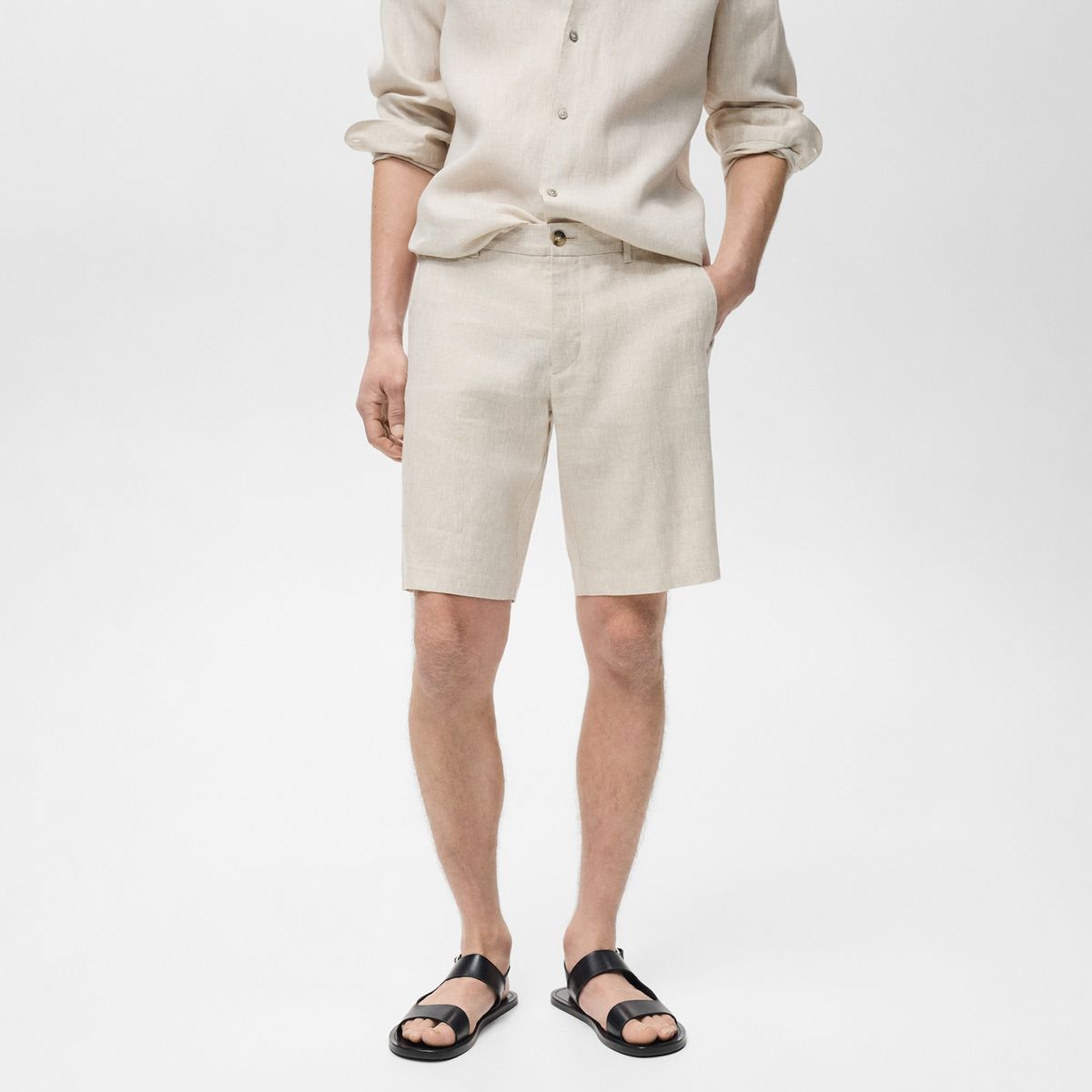 MANGO MAN - Bermudas Carp 100% Lino Slim Fit Hombre Mango Man