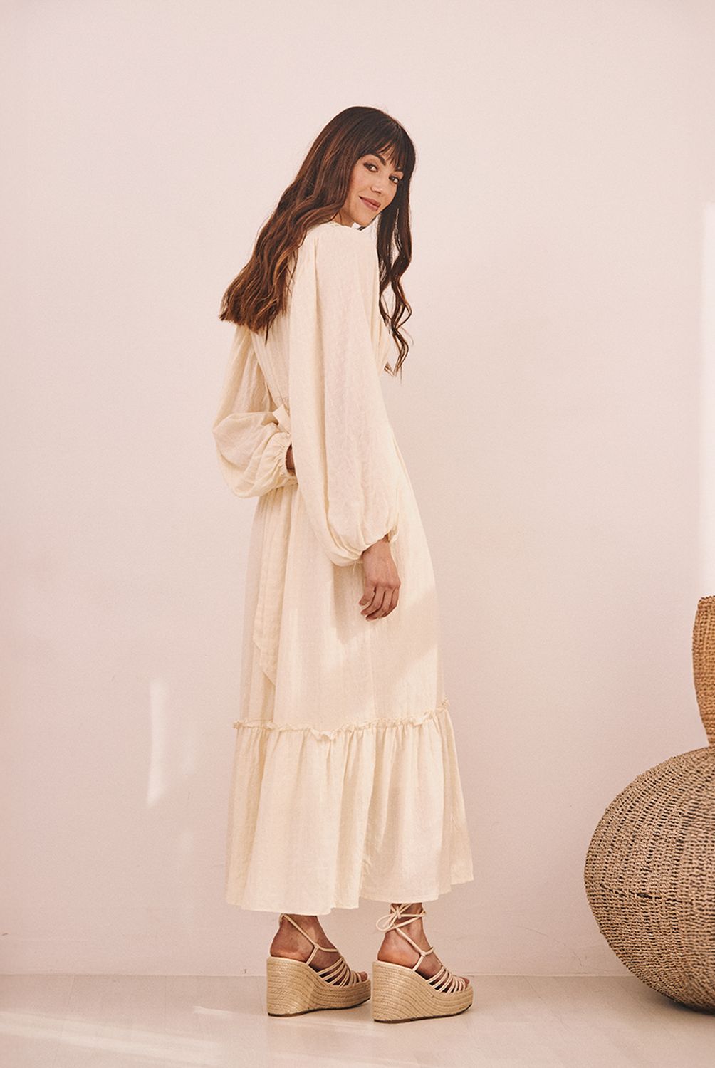 NKN - Vestido Largo Manga Larga Algodón Mujer NKN