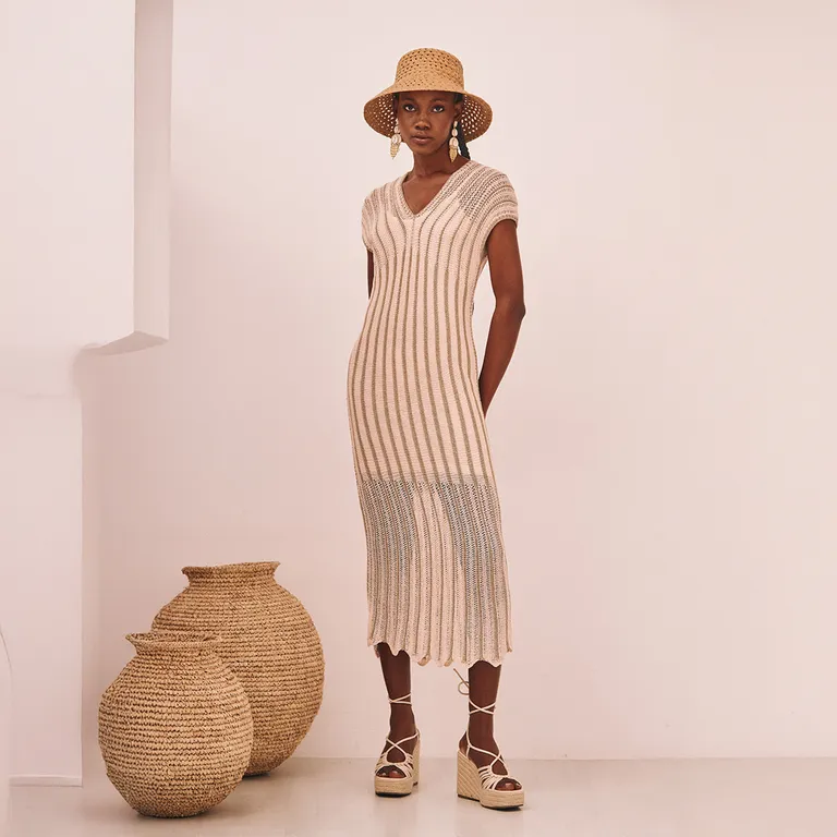 NKN Vestido Midi Rayas Mujer