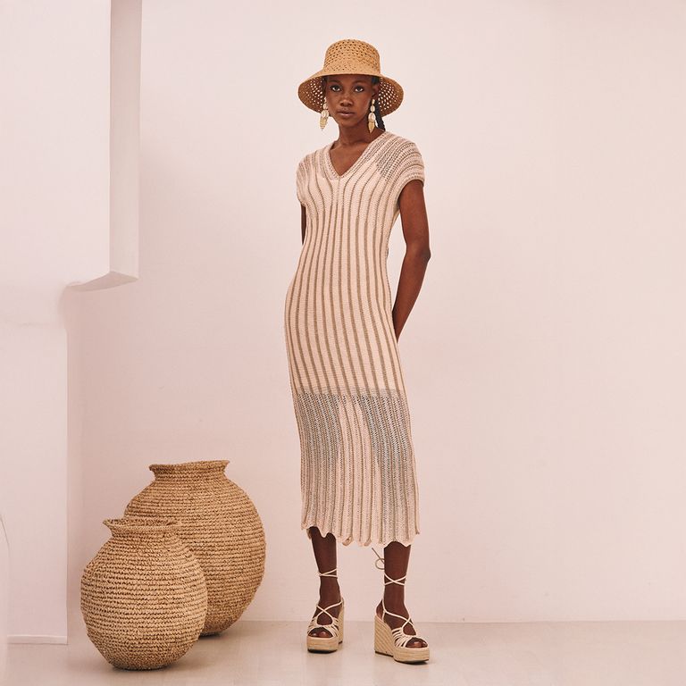 Vestido Midi Rayas Mujer