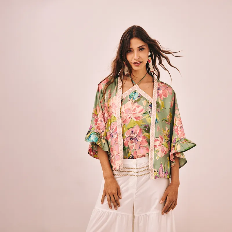 NKN - Kimono Corto Estampado Mujer Nkn