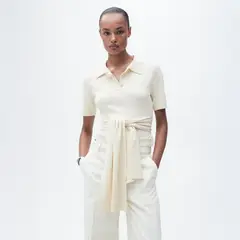 MANGO - Sweater Manga Corta Detalle Nudo Mujer