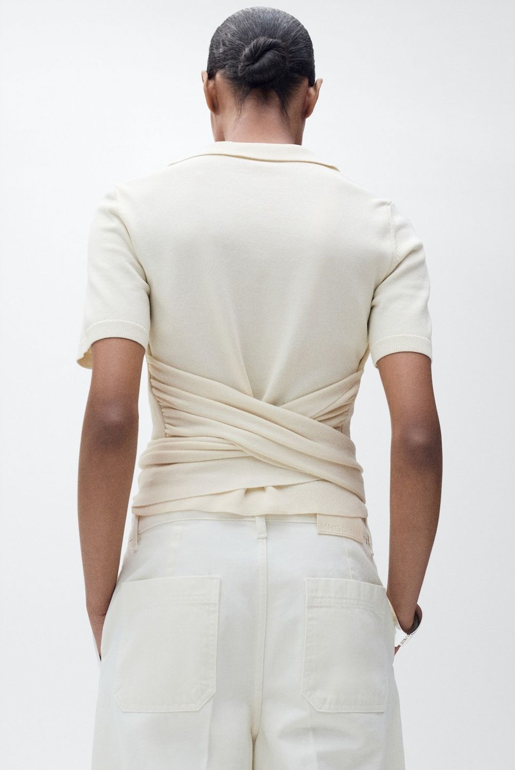 MANGO - Sweater Manga Corta Detalle Nudo Mujer Mango