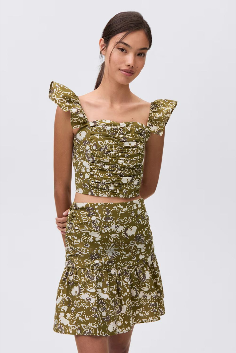  - Minifalda Estampada Volante Mujer Mango Teen