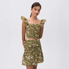 MANGO TEEN - Minifalda Estampada Volante Mujer