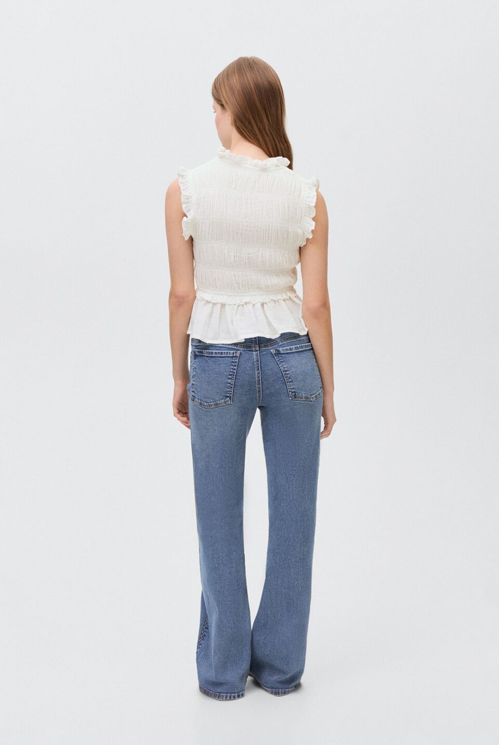 MANGO TEEN - Blusa Fruncida Volante Mujer Mango Teen