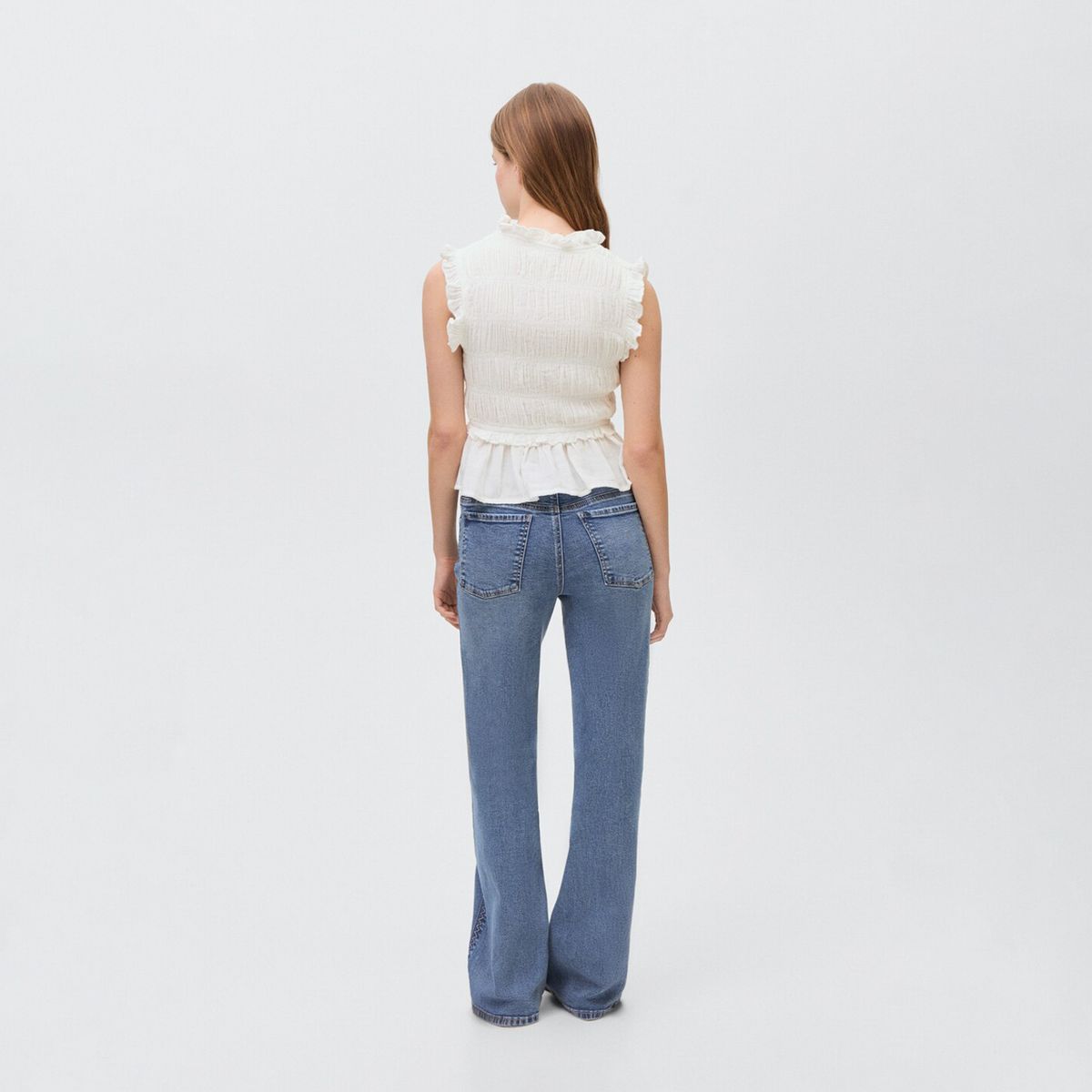 MANGO TEEN - Blusa Fruncida Volante Mujer Mango Teen