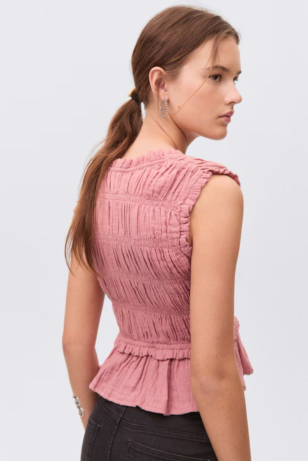 MANGO TEEN - Blusa Fruncida Volante Mujer Mango Teen