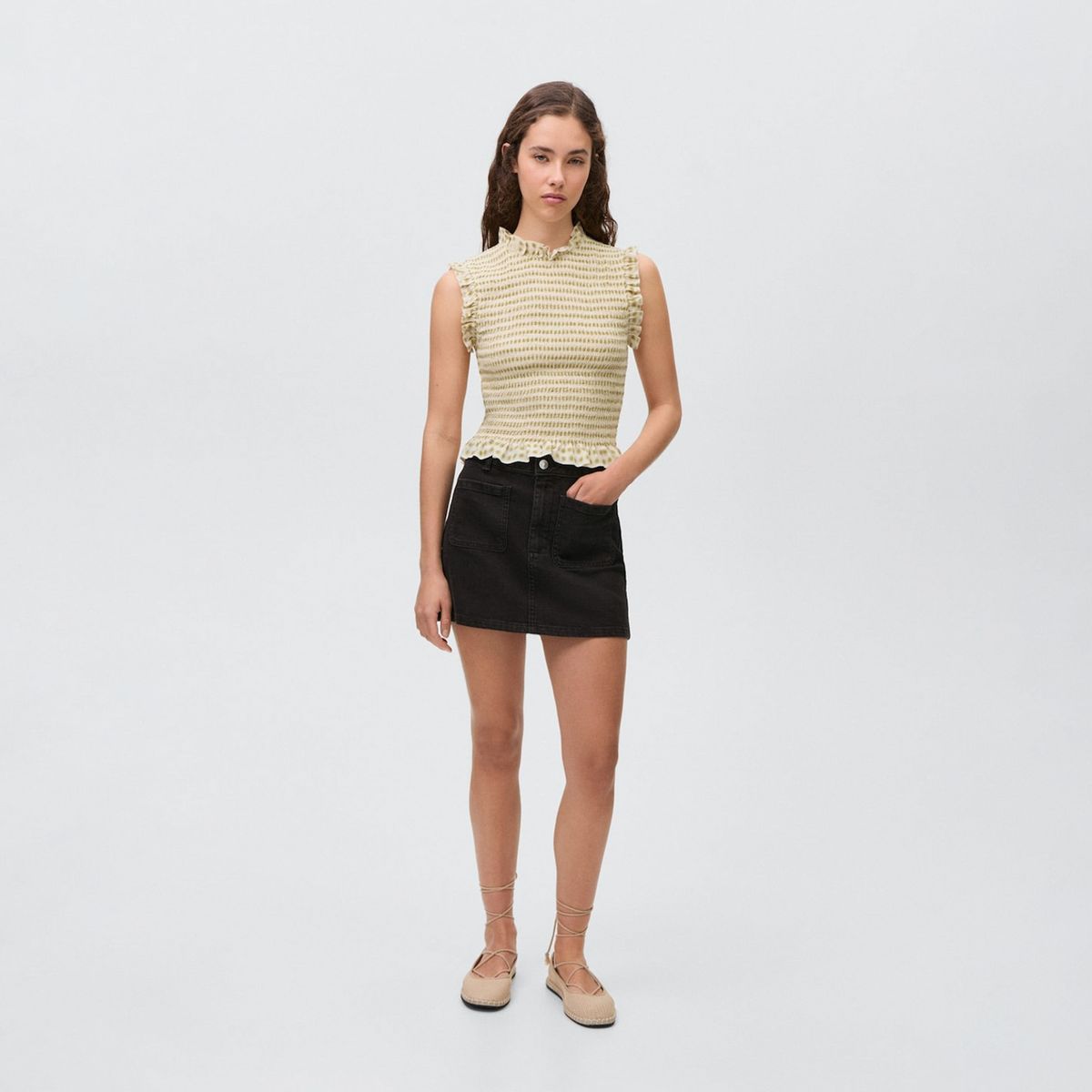 MANGO TEEN - Top Estampado Volante Mujer Mango Teen