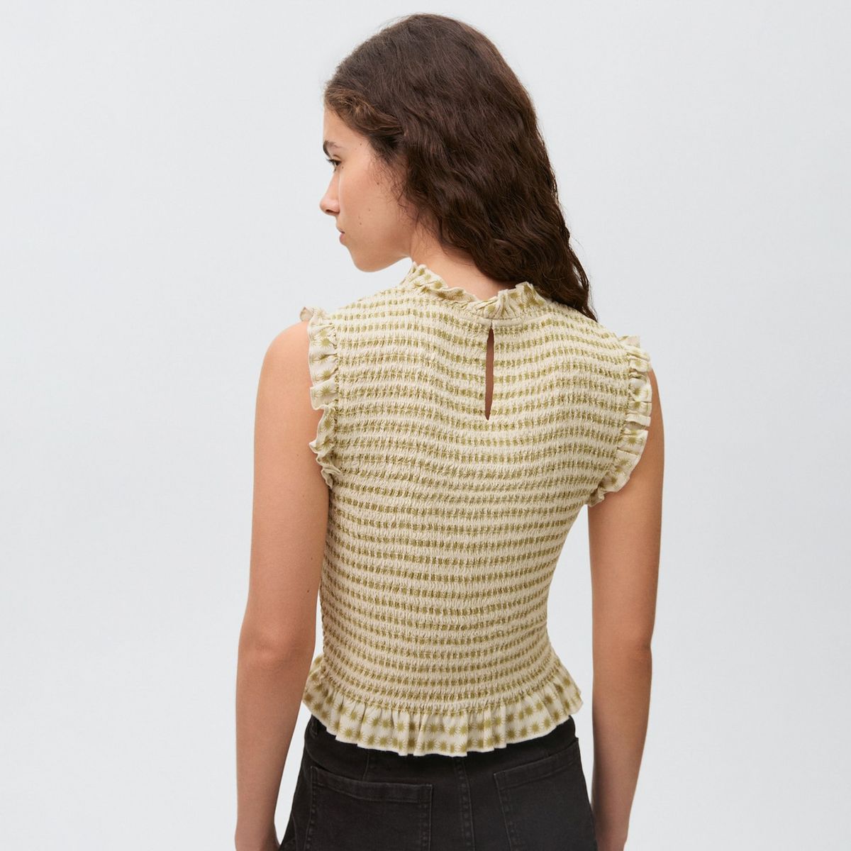 MANGO TEEN - Top Estampado Volante Mujer Mango Teen