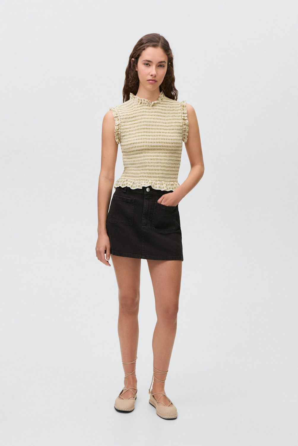 MANGO TEEN - Top Estampado Volante Mujer Mango Teen
