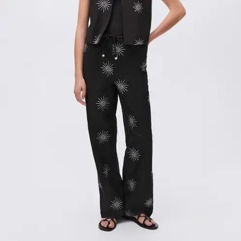MANGO TEEN - Pantalón Largo Detalles Bordados Mujer