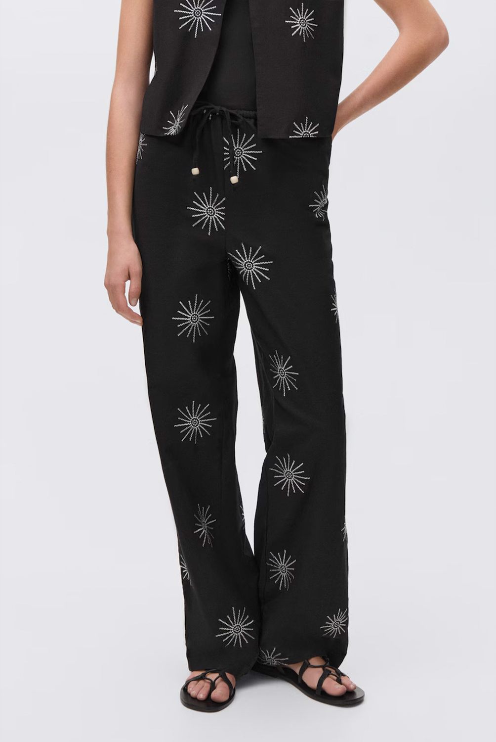 MANGO TEEN - Pantalón Largo Detalles Bordados Mujer Mango Teen