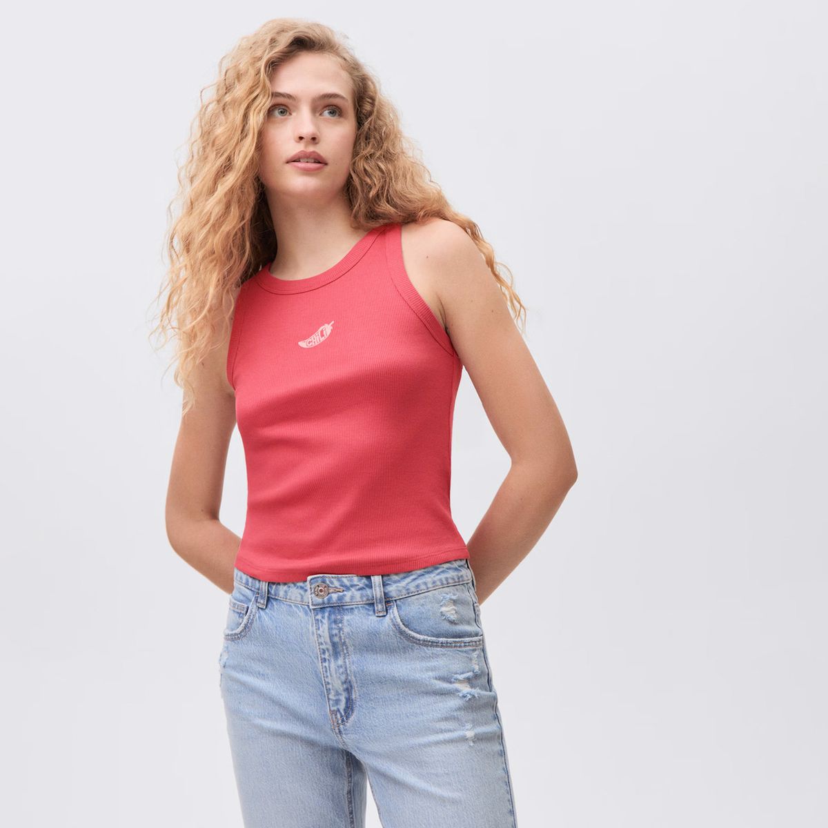 MANGO TEEN - Top Crop Estampado Mujer Mango Teen