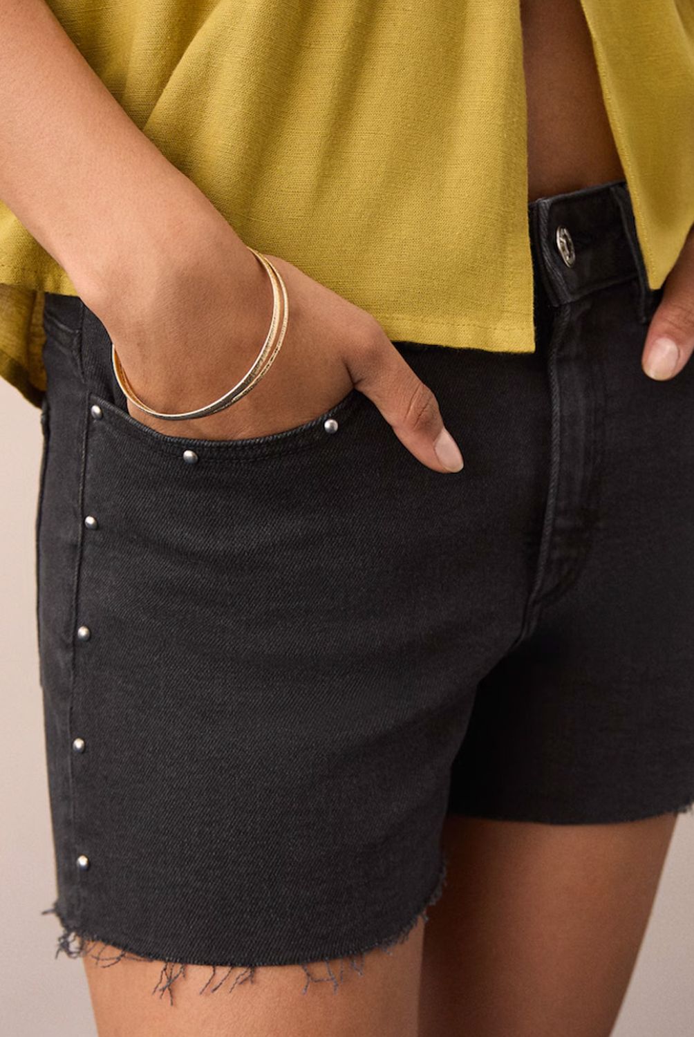 MANGO TEEN - Shorts Vaqueros Tachuelas Mujer Mango Teen