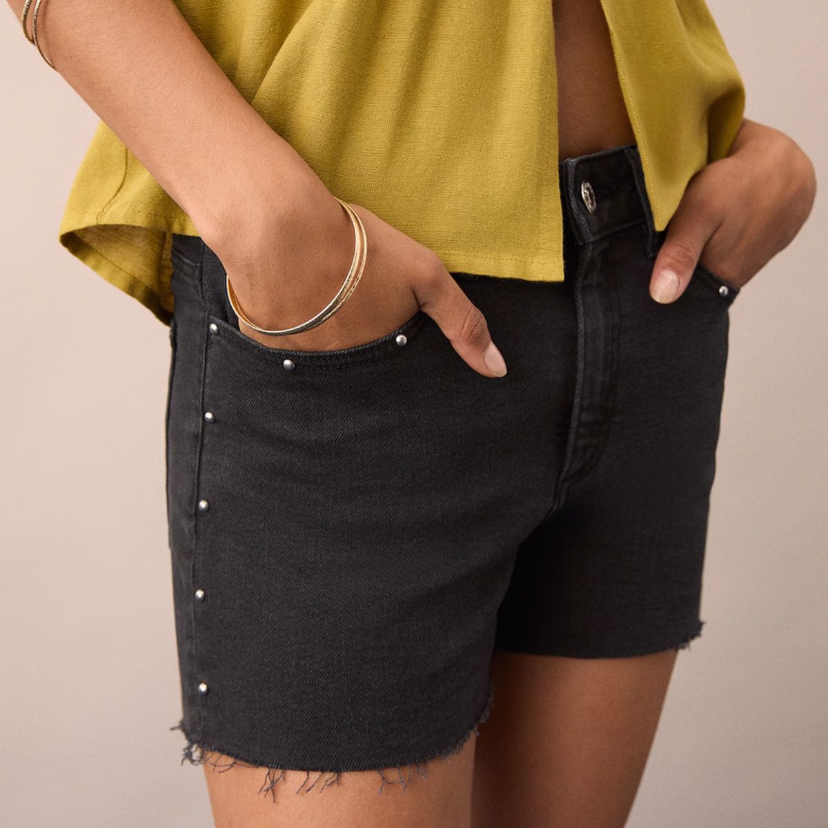 MANGO TEEN - Short Vaqueros Tachuelas Mujer Mango Teen