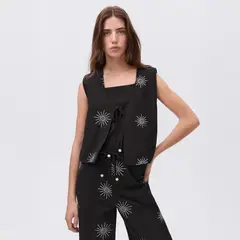 MANGO TEEN - Top Bordado Cierre Lazos Mujer