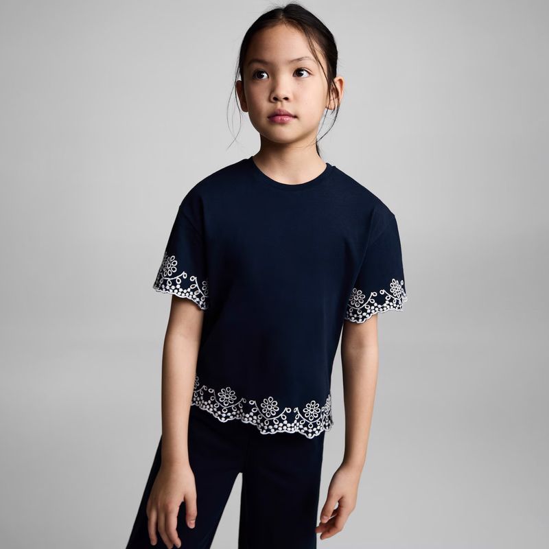 MANGO KIDS - Camiseta Algodón Bordado Suizo Niña Mango Kids