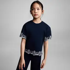 MANGO KIDS - Polera Algodón Bordado Suizo Niña