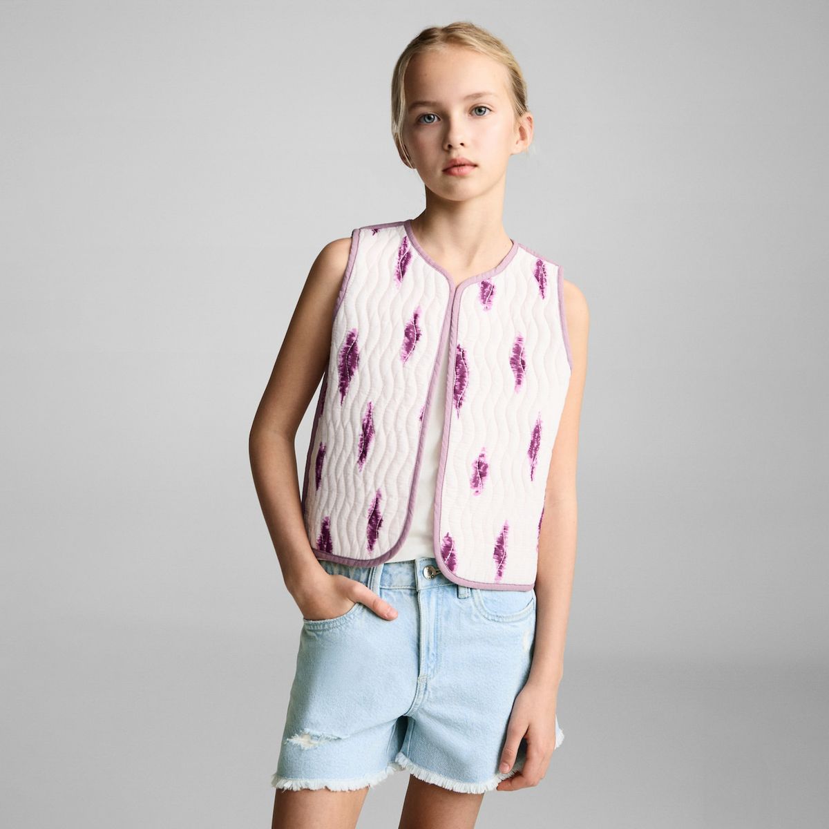 MANGO KIDS - Shorts Vaqueros Bajo Deshilachado Niña Mango Kids