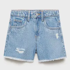 MANGO KIDS - Shorts Vaqueros Bajo Deshilachado Niña