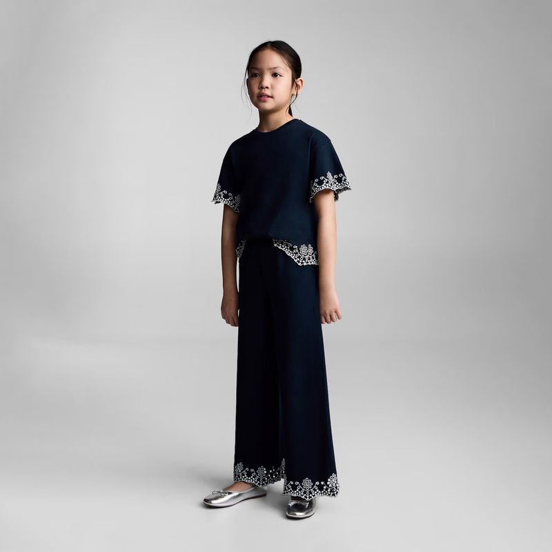 MANGO KIDS - Pantalón Algodón Bordado Suizo Niña Mango Kids