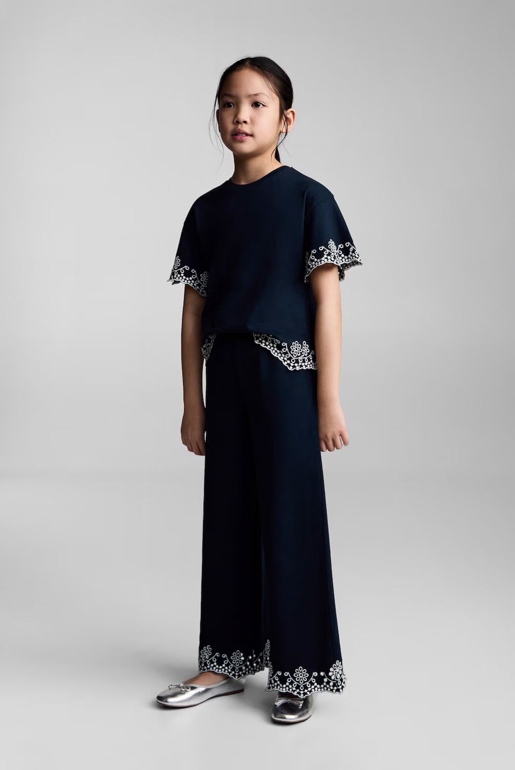 MANGO KIDS - Pantalón Algodón Bordado Suizo Niña Mango Kids