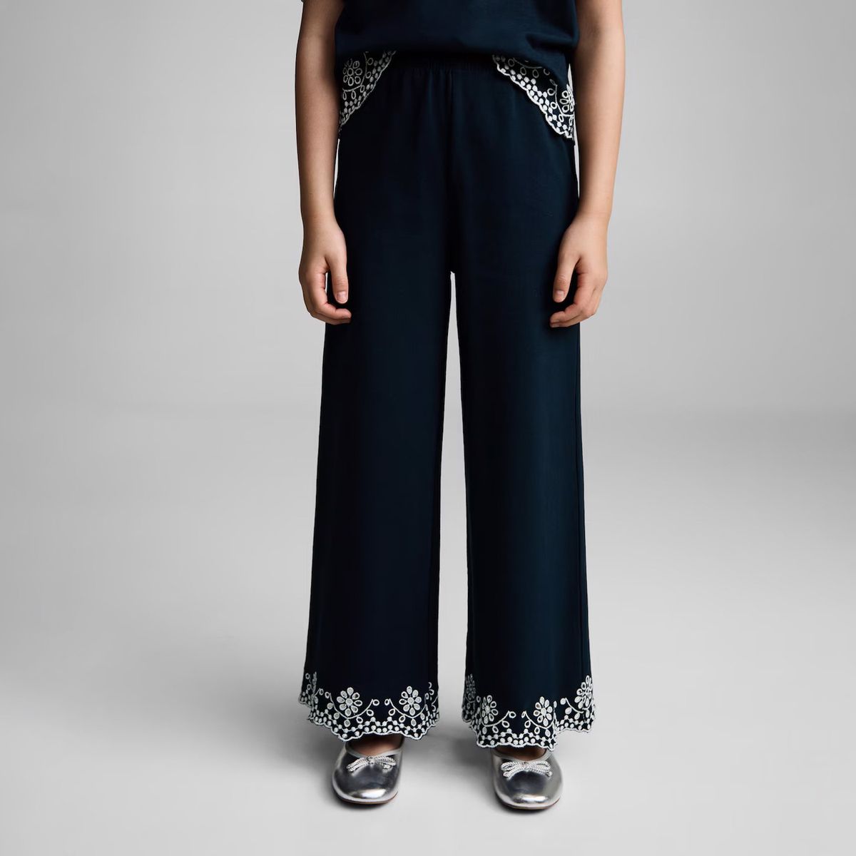 MANGO KIDS - Pantalón Algodón Bordado Suizo Niña Mango Kids