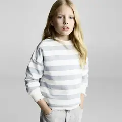 MANGO KIDS - Polerón Algodón Rayas Niña