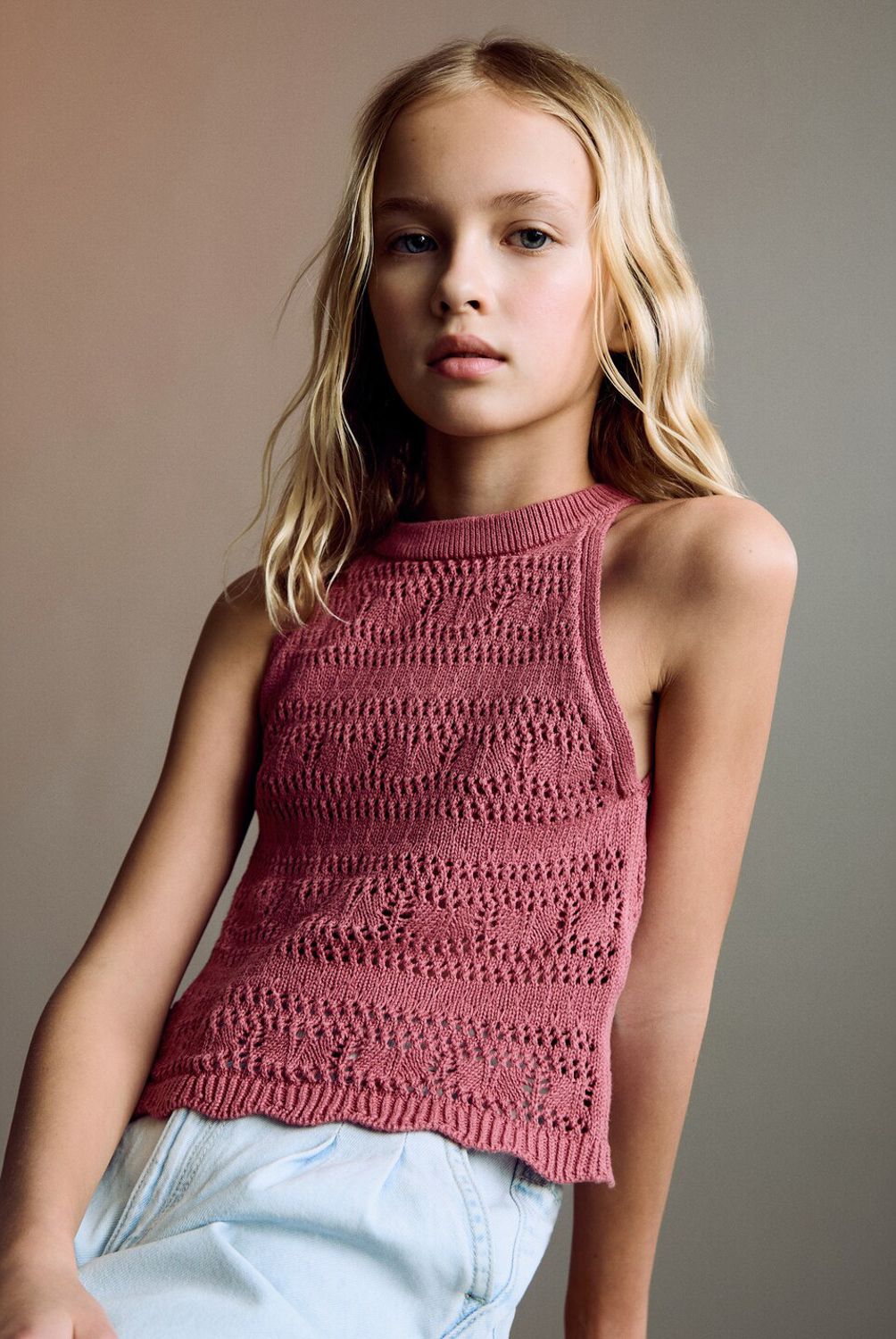 MANGO KIDS - Top Punto Calado Algodón Niña Mango Kids