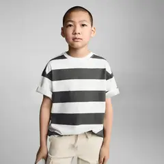 MANGO KIDS - Polera Algodón Rayas Niño