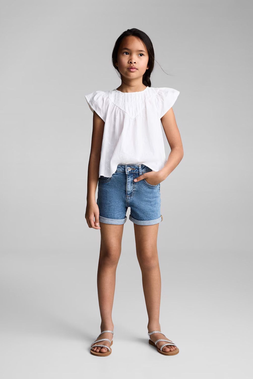MANGO KIDS - Shorts Vaqueros Rectos Niña Mango Kids