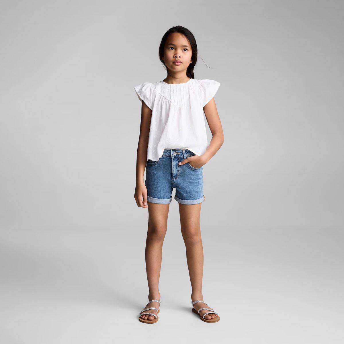 MANGO KIDS - Shorts Vaqueros Rectos Niña Mango Kids