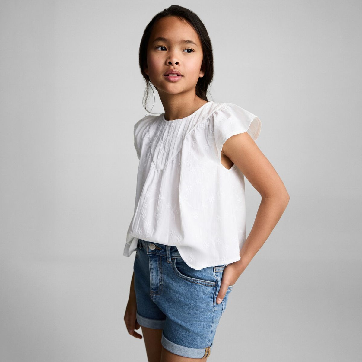 MANGO KIDS - Shorts Vaqueros Rectos Niña Mango Kids