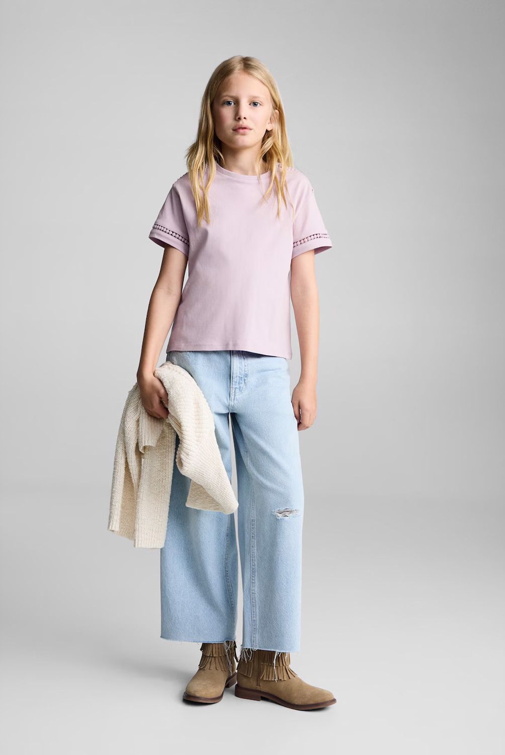 MANGO KIDS - Polera Detalles Calados Niña Mango Kids