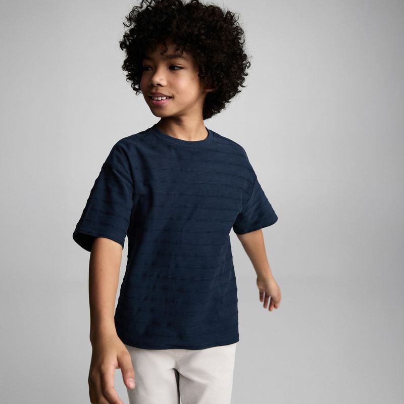 MANGO KIDS - Polera Algodón Rayas Relieve Niño Mango Kids