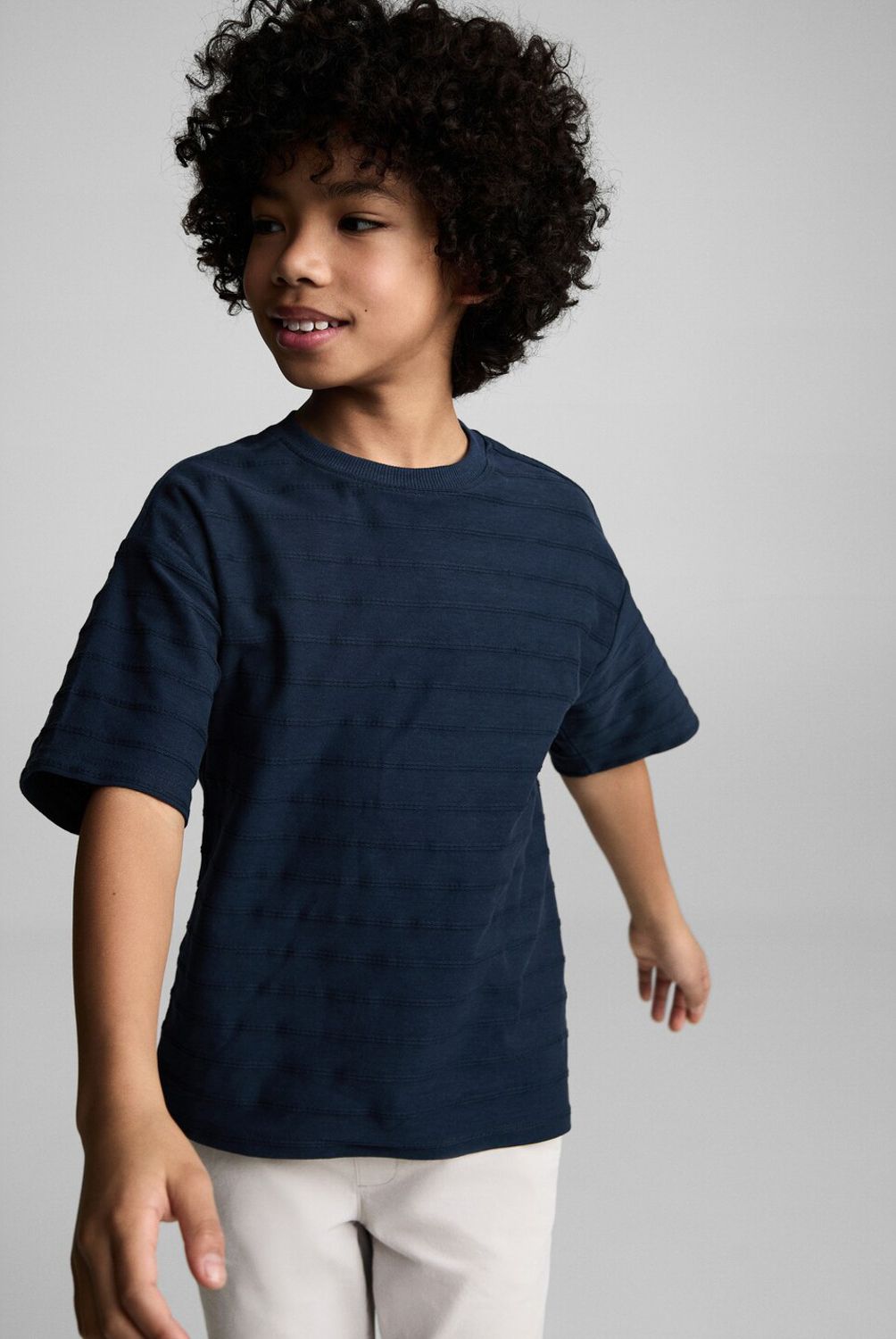 MANGO KIDS - Polera Algodón Rayas Relieve Niño Mango Kids