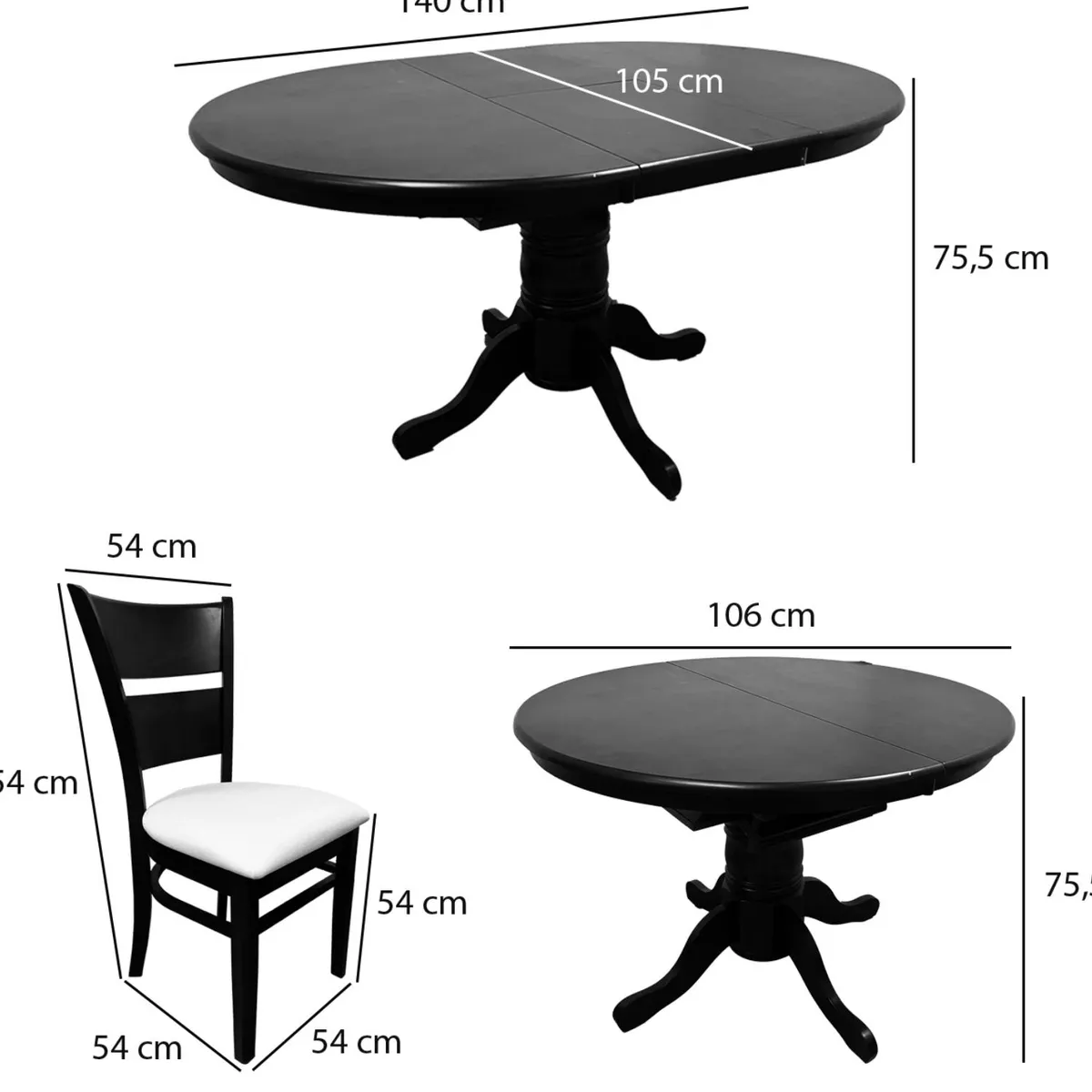MICA - Juego De Comedor Con Extencion 106-140 Cm Juliette 6 Sillas Marfil Mica