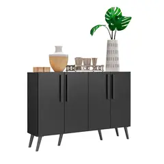 BE DESIGN - Buffet Retro Viena 4 Puertas Negro