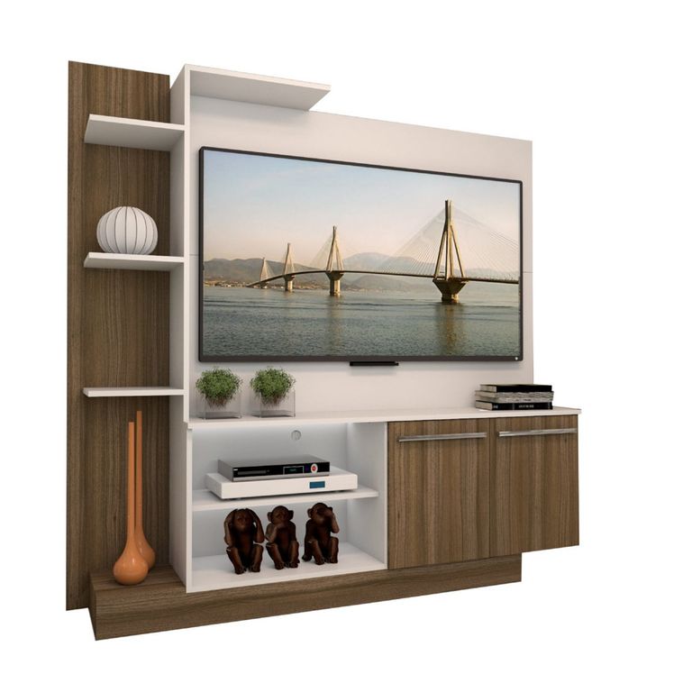 BE DESIGN Centro Entretencion Rack Ver0Na Blanco Café