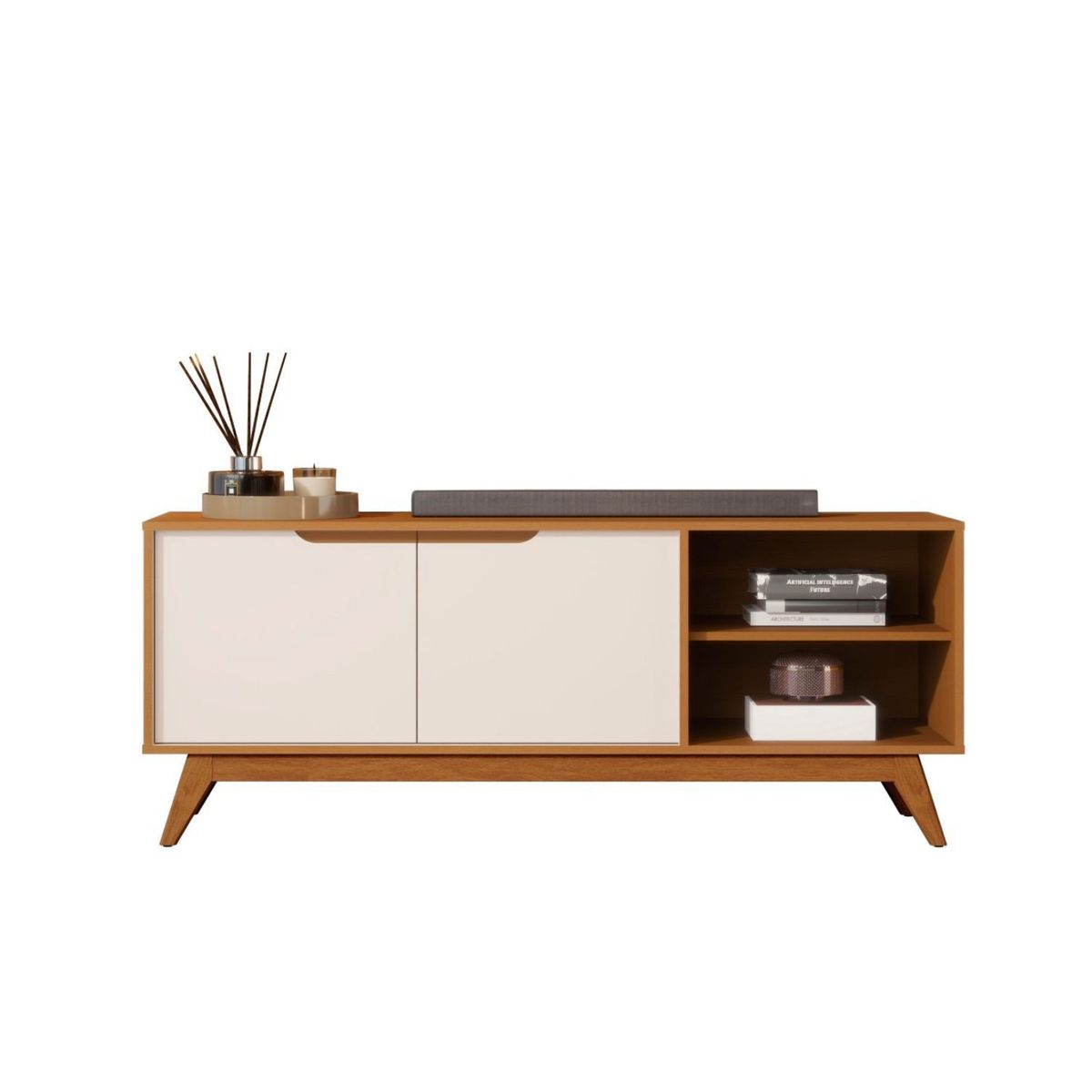 BE DESIGN - Rack Tv 1,4M 2 Puertas Caramelo Perla Be Design