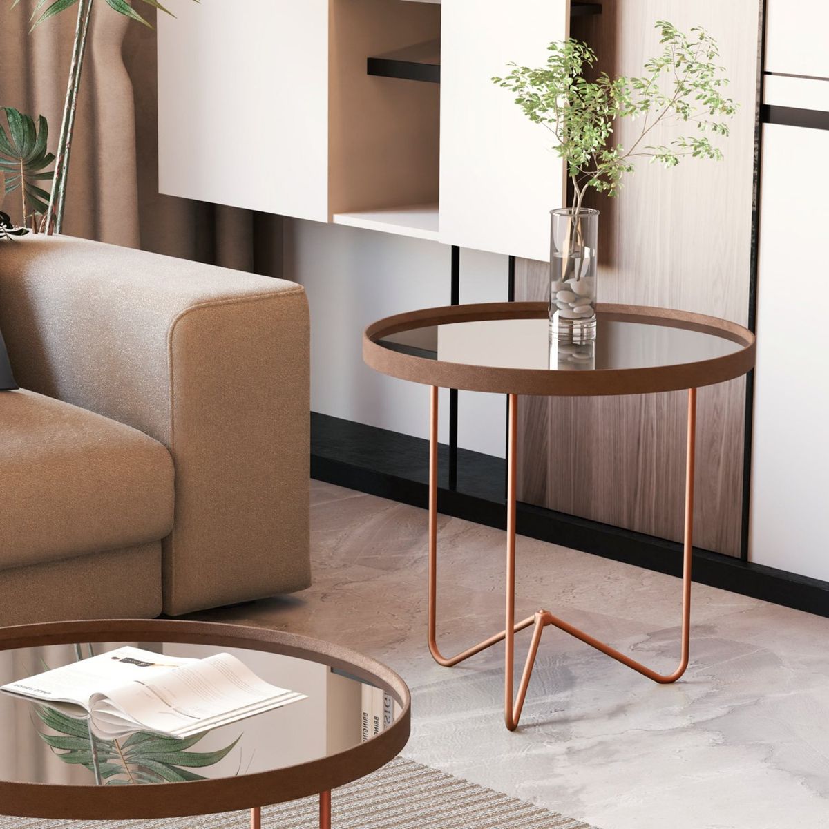 BE DESIGN - Mesa Lateral Redonda Bronce Be Design