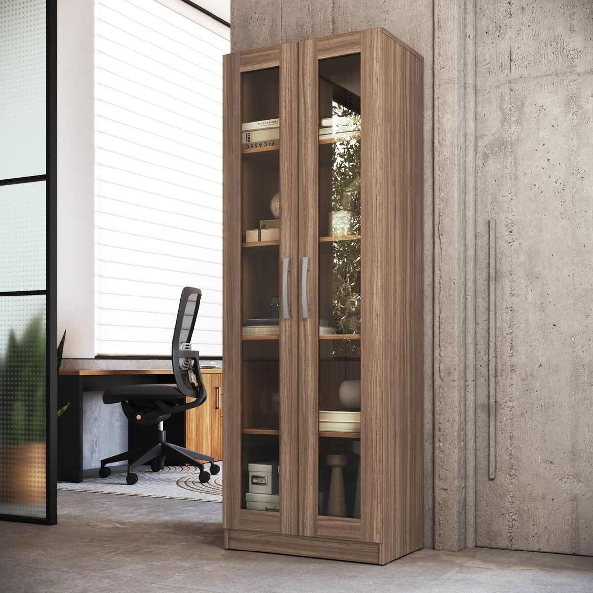 BE DESIGN - Armario 2 Puertas De Vidrio Castaño Emovell Be Design