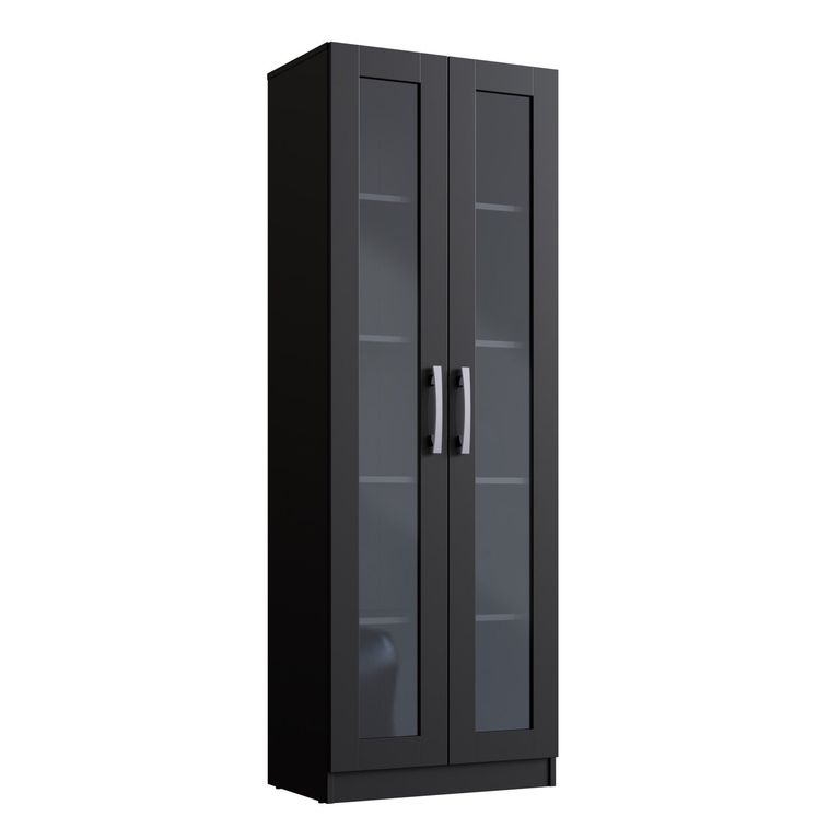 BE DESIGN Armario 2 Puertas De Vidrio Negro Emovell