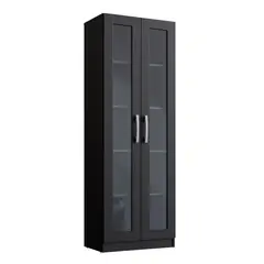 BE DESIGN - Armario 2 Puertas De Vidrio Negro Emovell