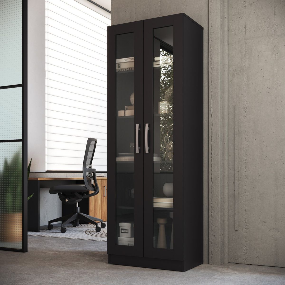 BE DESIGN - Armario 2 Puertas De Vidrio Negro Emovell Be Design