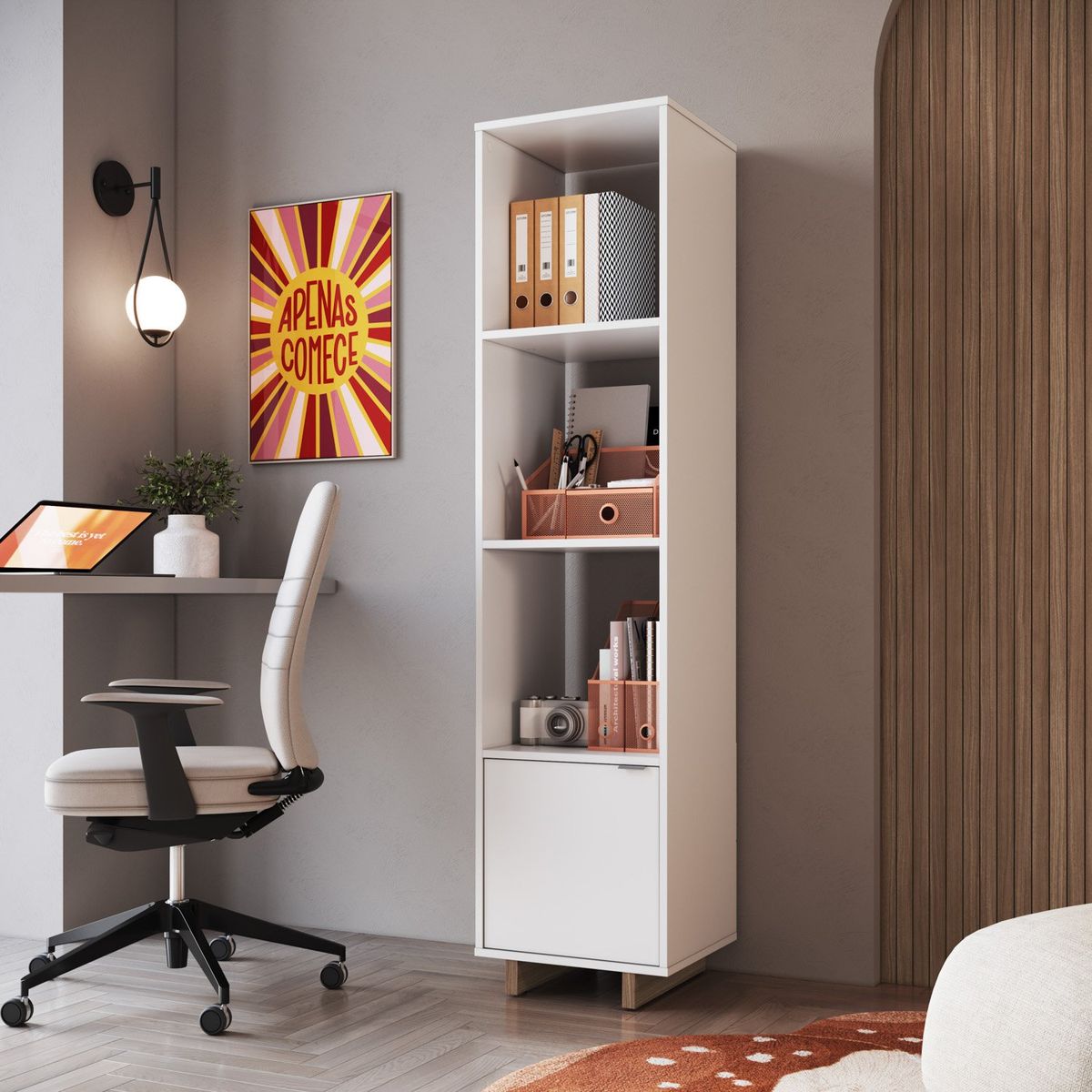 BE DESIGN - Armario 3 Espacios 1 Puerta Blanco Nomad Emovell Be Design