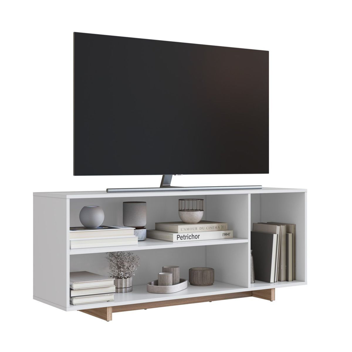 BE DESIGN - Rack Con 2 Espacios + Puerta Para Tv De 50' Blanco Nomad Emovell Be Design