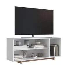 BE DESIGN - Rack Con 2 Espacios + Puerta Para Tv De 50' Blanco Nomad Emovell