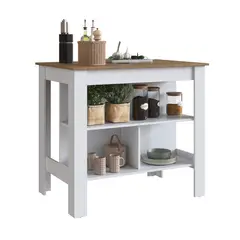 BE DESIGN - Isla De Cocina Blanco Y Miel Emovell